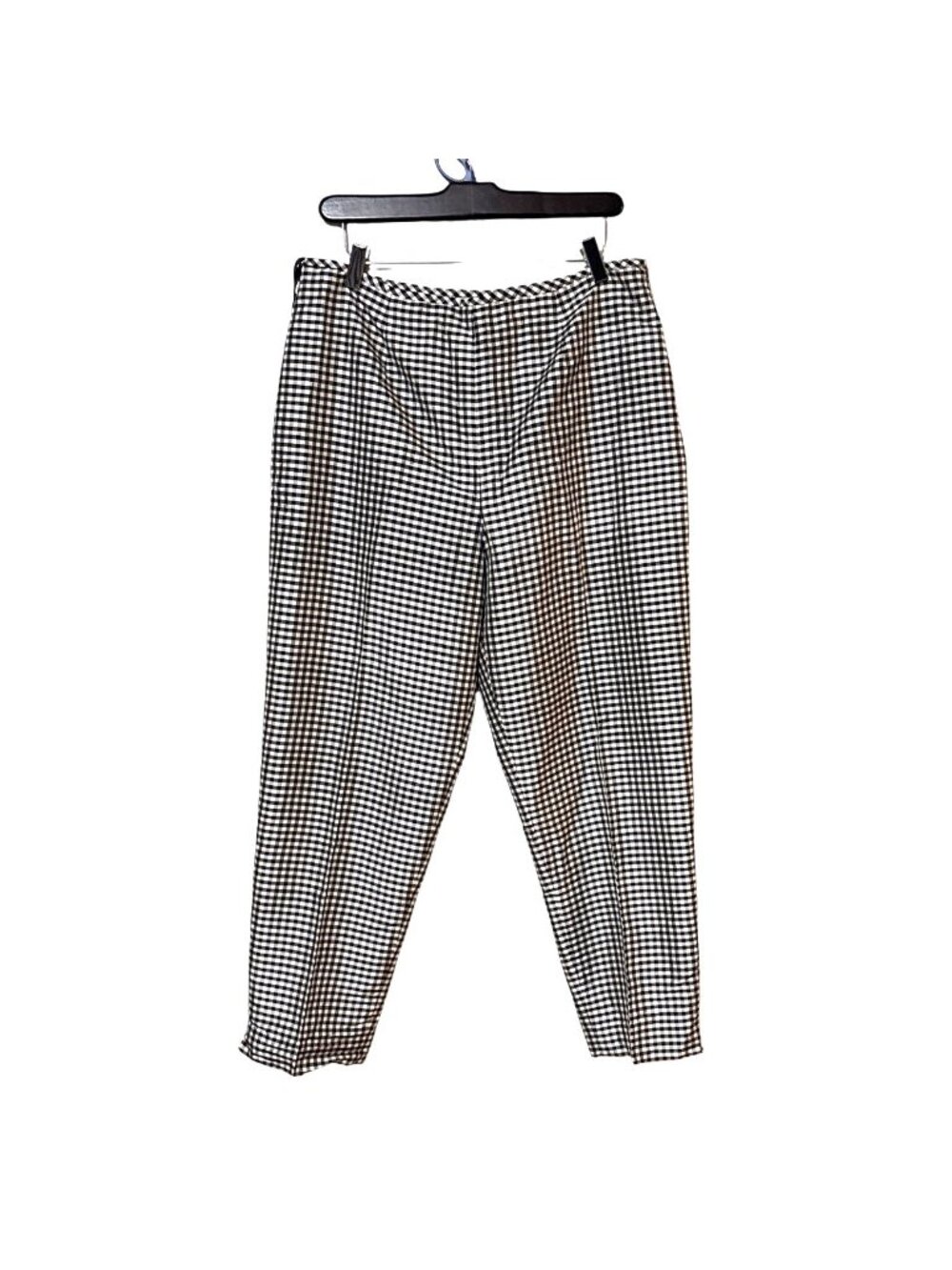 Evan-Picone Black & White Gingham Checkered Silk Pants Size 14 Womens High-Rise
